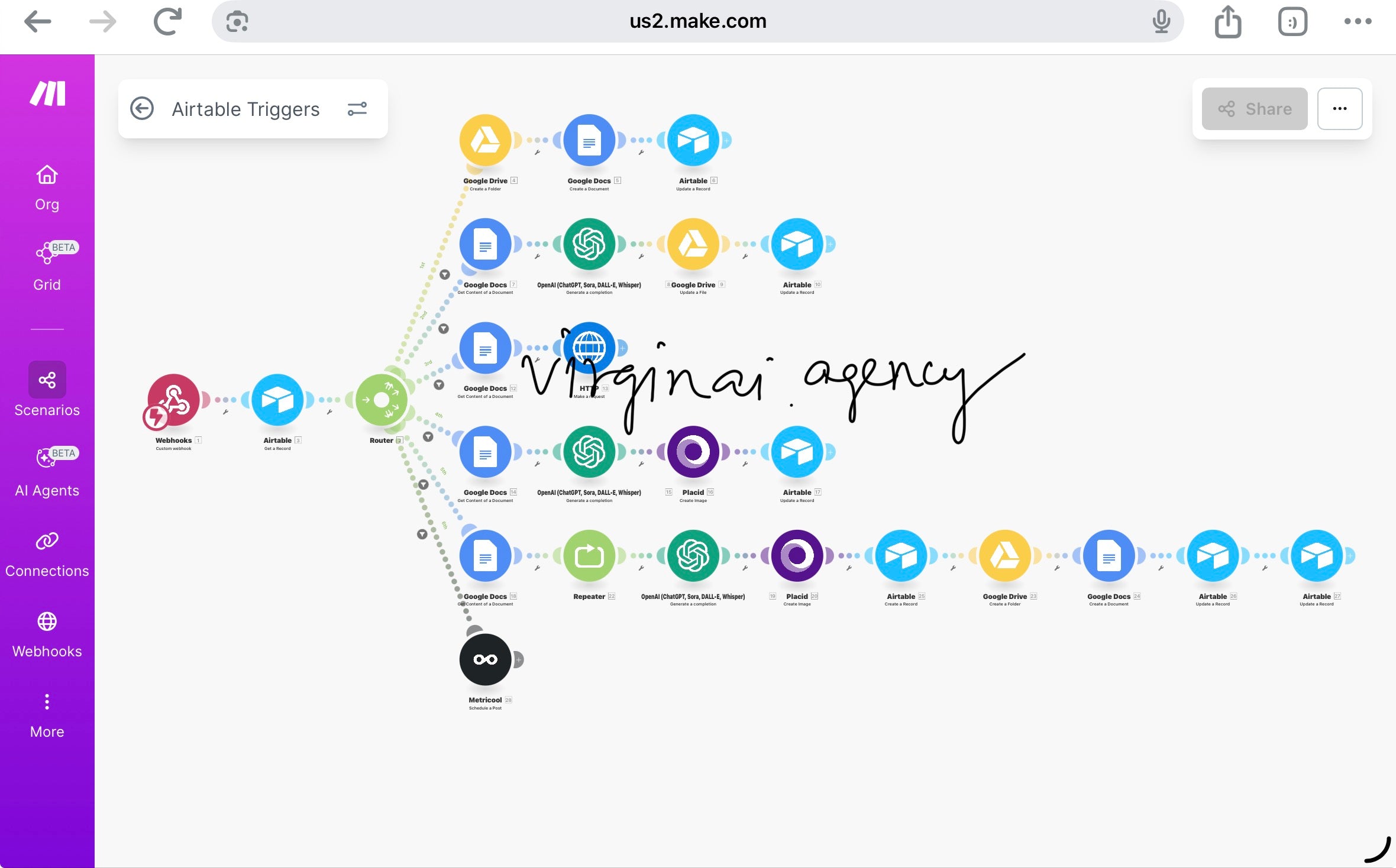 Airtable Trigger Content Automation System – Auto-Generate Content, Images & video (Make.com)