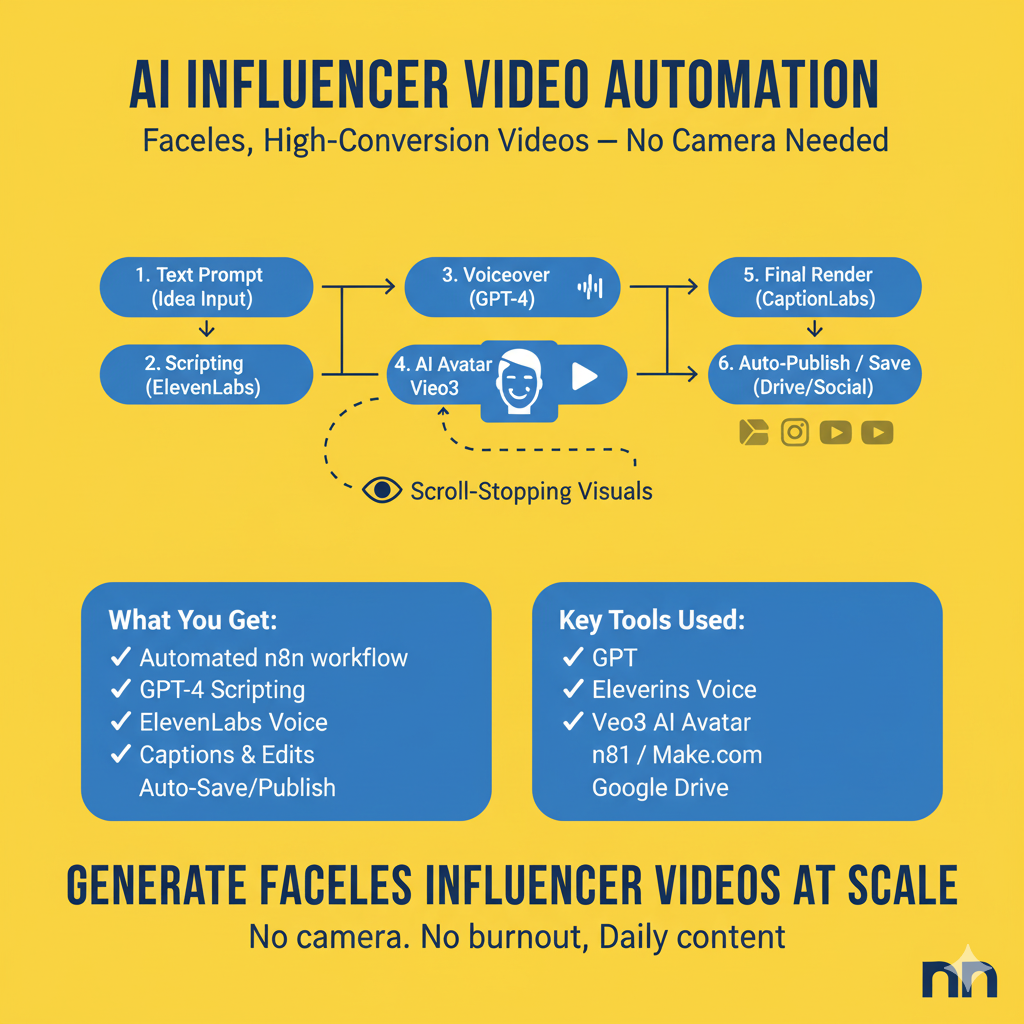 Influencer Video Automation — AI-Powered Reels with Veo3 + GPT ( Pinterest, Instagram , Facebook , YouTube , X )