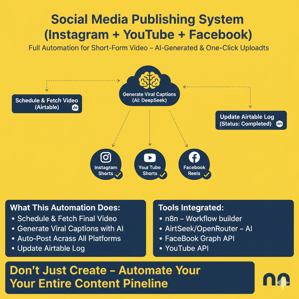 Social Media Publishing System (Instagram + YouTube + TikTok + Facebook+Pinterest)