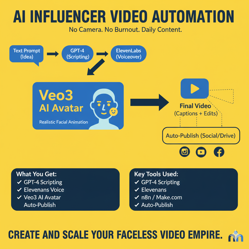 Influencer Video Automation — AI-Powered Reels with Veo3 + GPT ( Pinterest, Instagram , Facebook , YouTube , X )