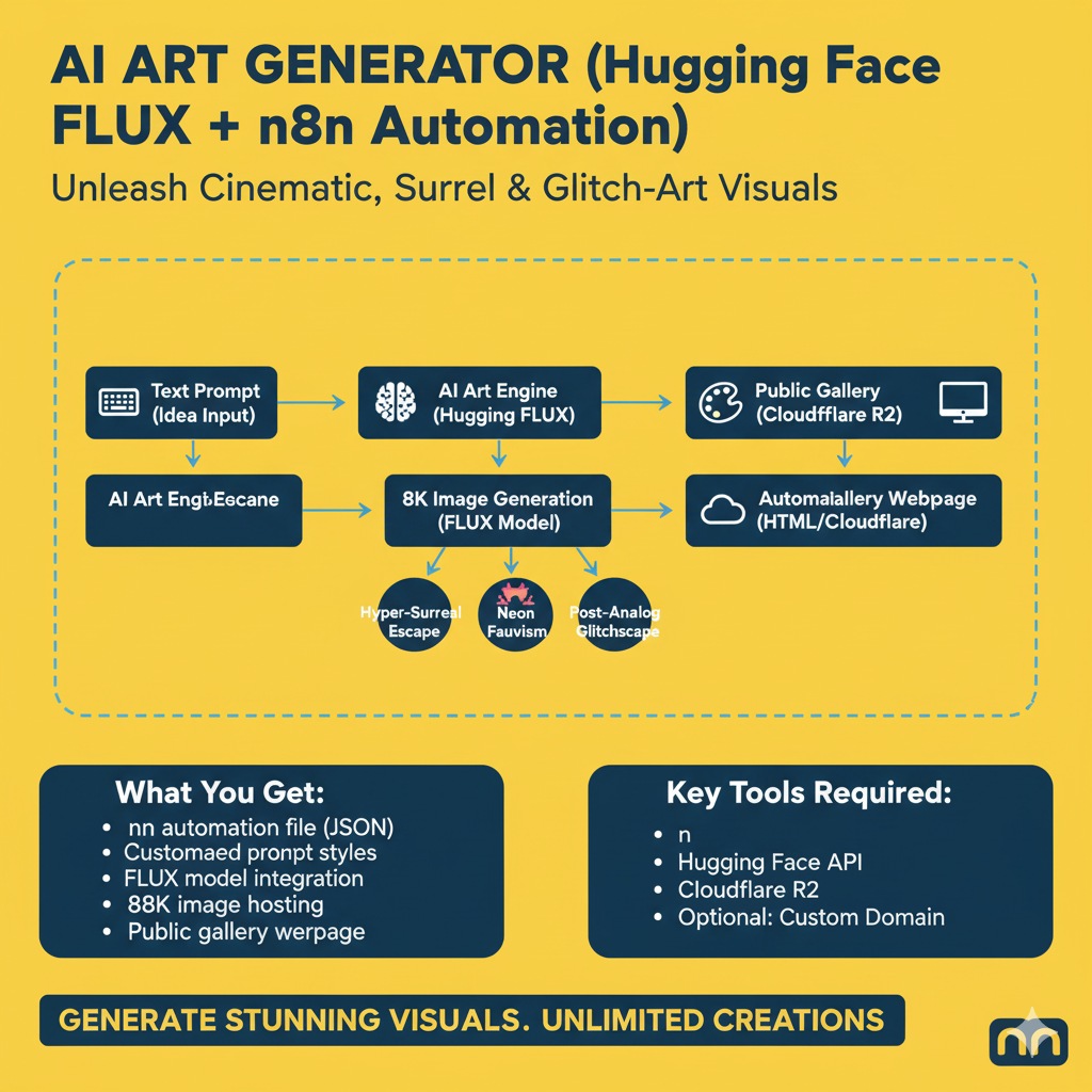 Flux AI Image Generator – Cinematic & Glitch-Art Image Creator (n8n Workflow)