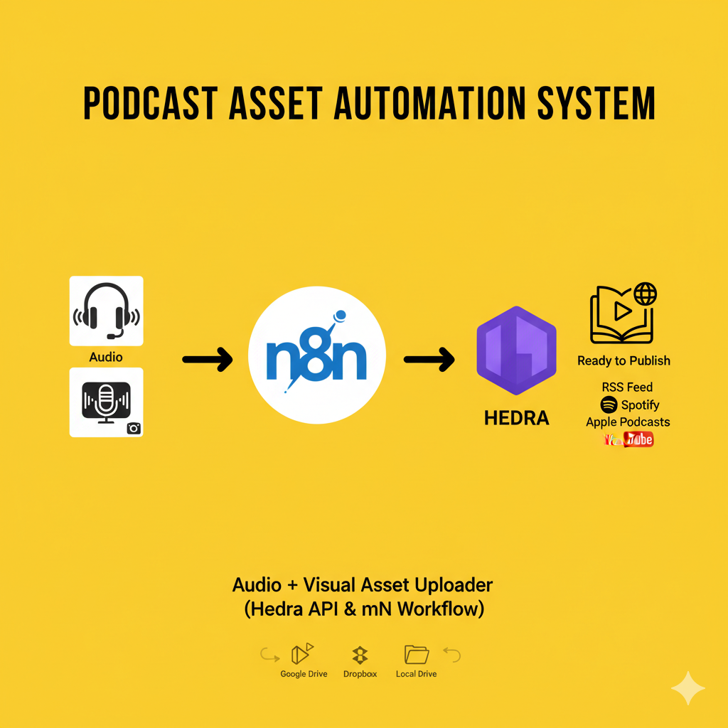 Baby Podcast (Hedra API) – Audio + Visual Asset Uploader (n8n Workflow)