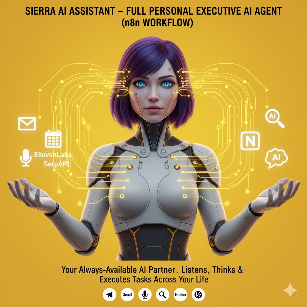SIERRA AI Assistant – Full Personal Executive AI Agent (n8n Workflow + Telegram, Gmail, Notion, Calendar Automation)