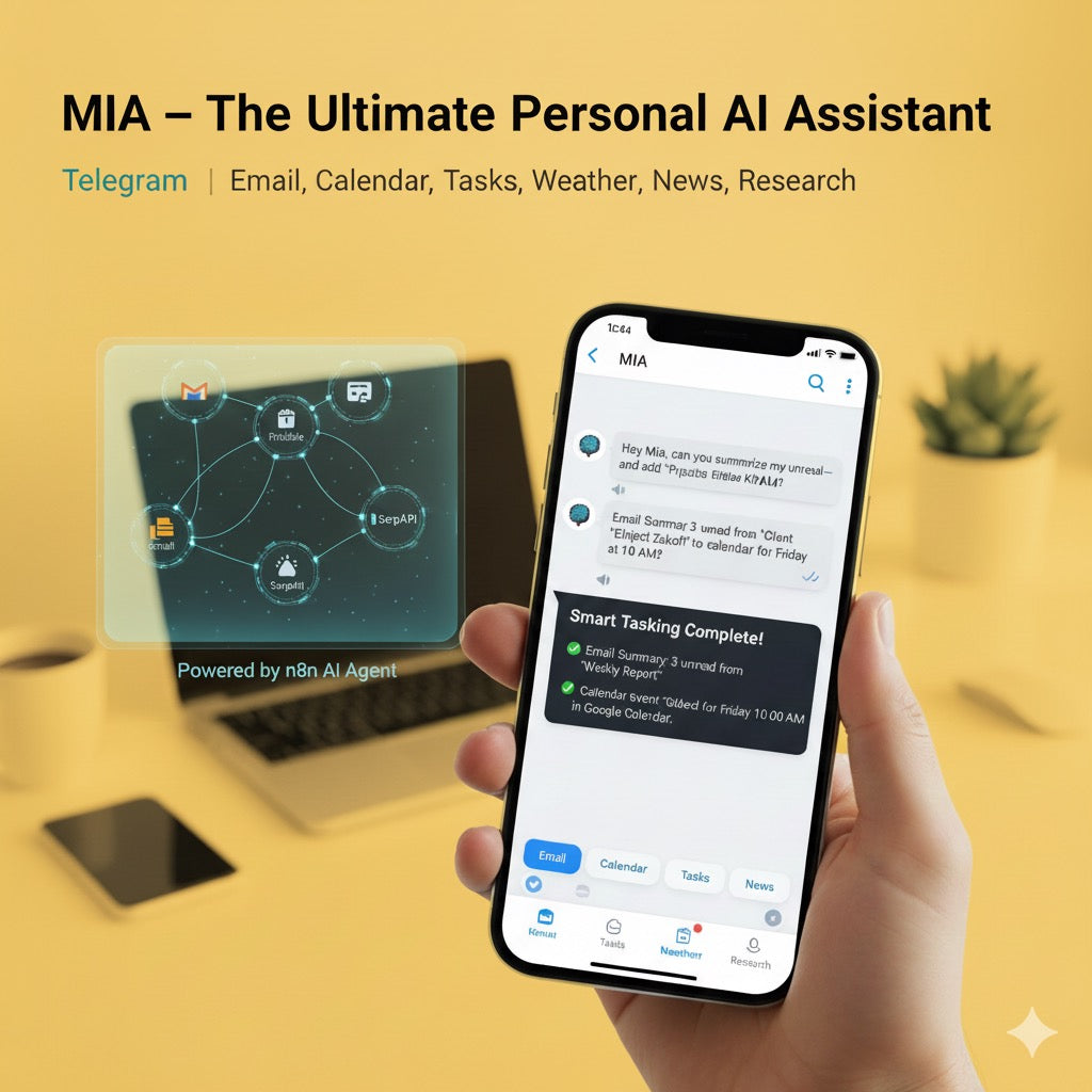 MIA – The Ultimate Personal AI Assistant for Telegram (Email, Calendar, Tasks, Weather, News, Research & More)
