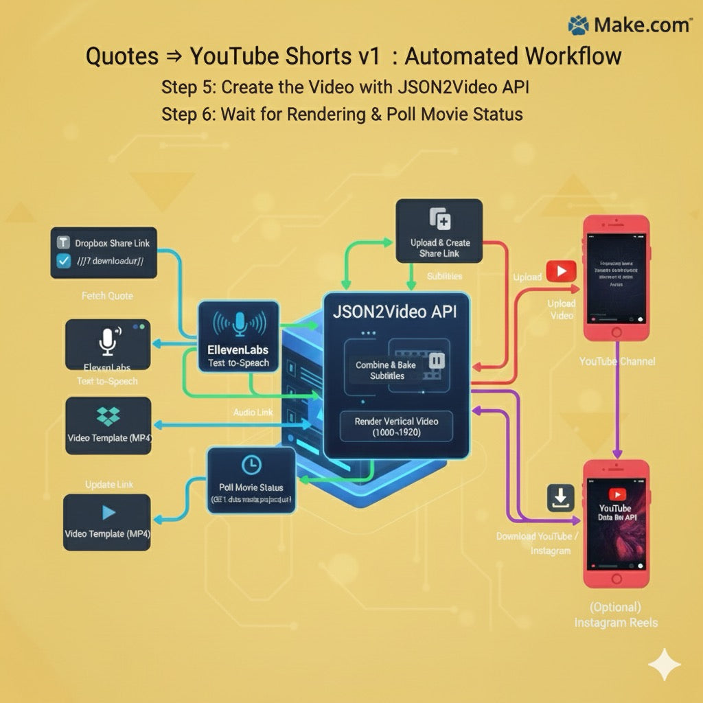 Quotes → YouTube Shorts v1 – Fully Automated Quote-to-Shorts Video System (Make.com