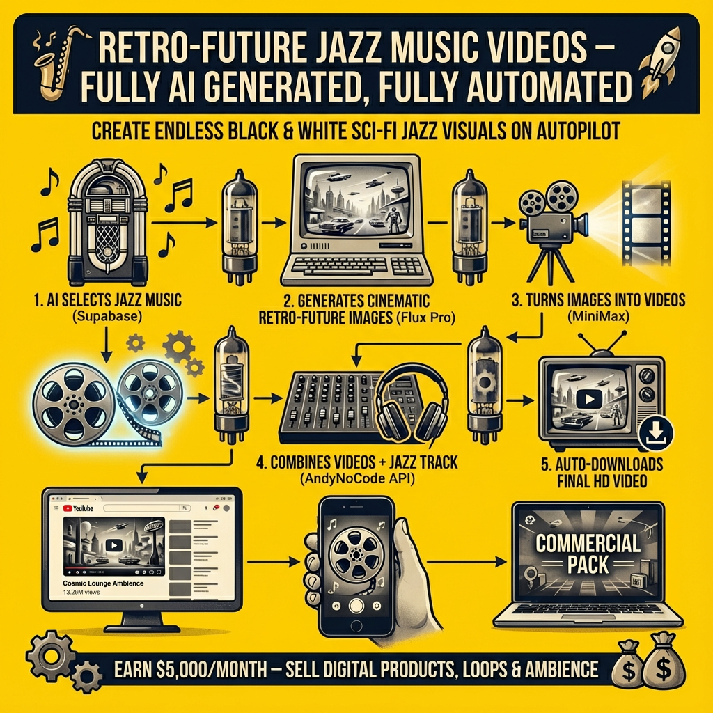 Retro-Future Jazz Music Video Automation System (N8N)