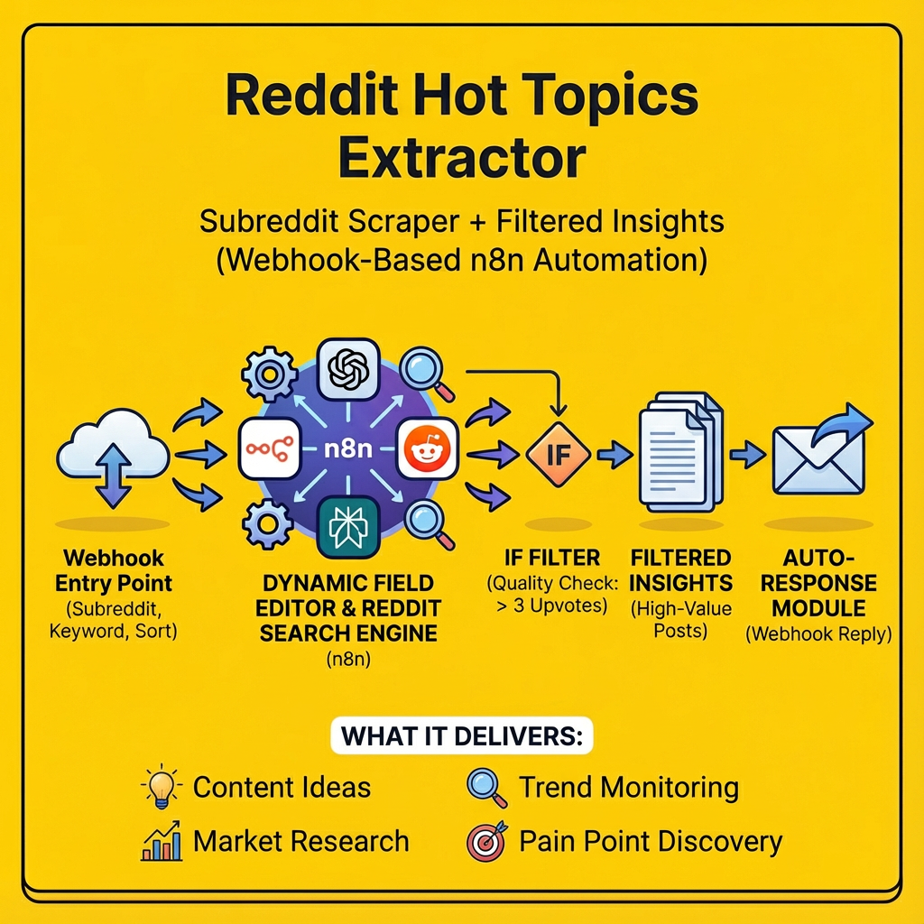 Reddit Hot Topics Extractor – Subreddit Scraper + Filtered Insights ( n8n )